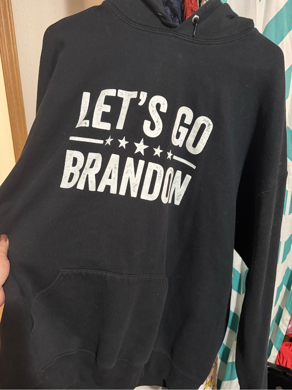 Men's Black Graphic Pullover Hoodie - LET'S GO BRANDON